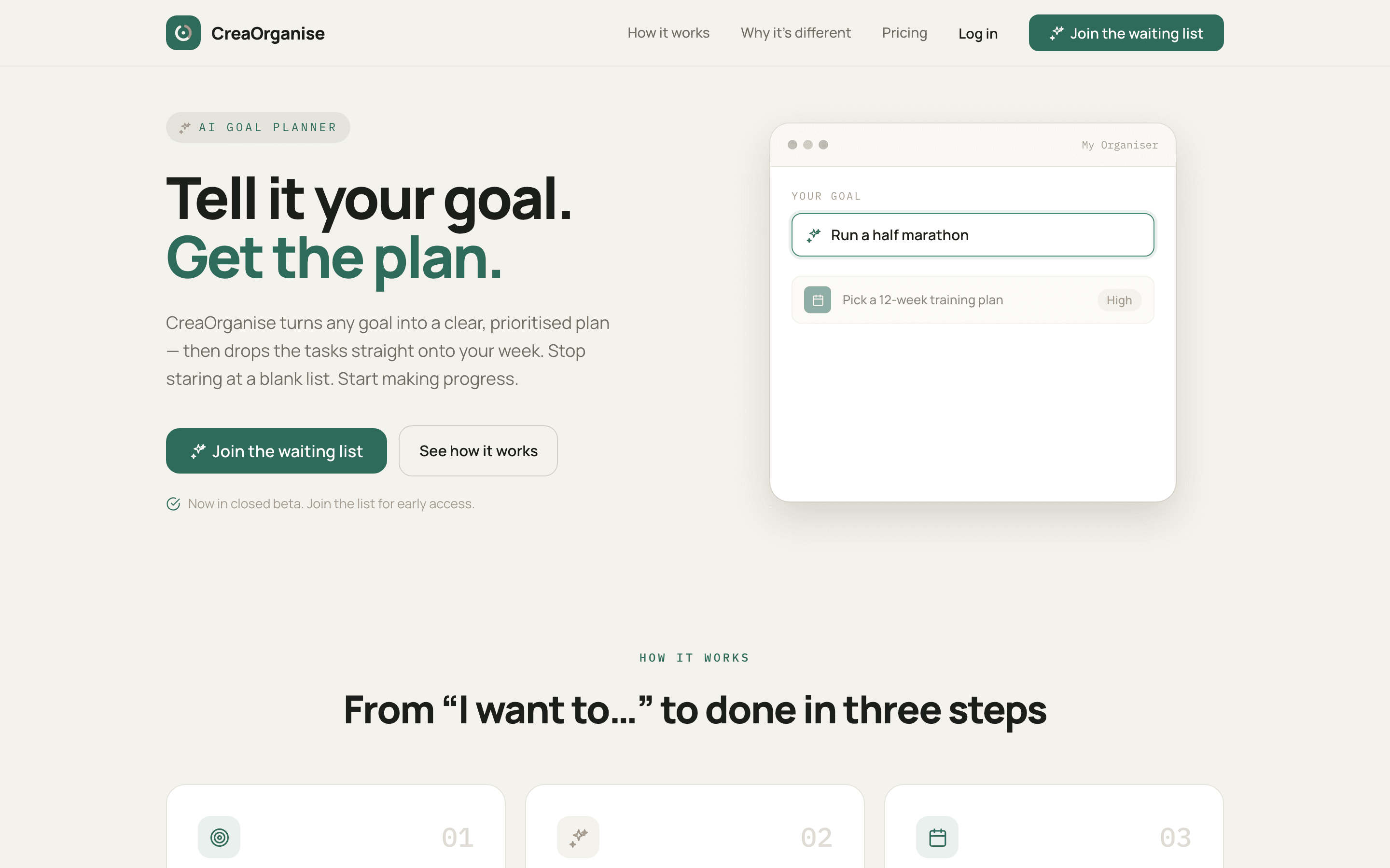 CreaOrganise, full screenshot